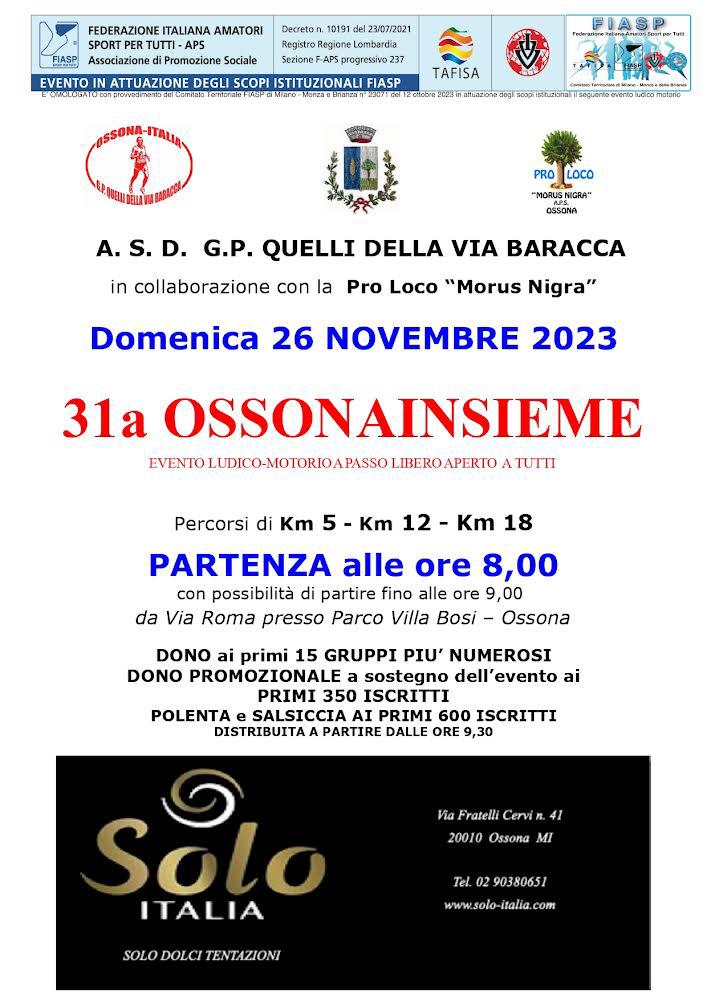 Ossona Italia, FIASP Milano - Monza e Brianza - Le marce in provincia, Federazione italiana Amatori Sport Per Tutti APS, Comune di Ossona, Pro Loco "Morus Nigra" A.P.S. Ossona