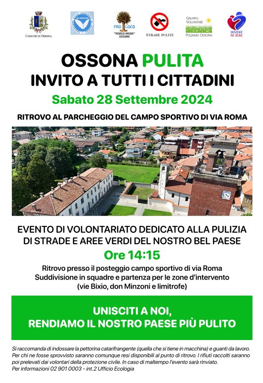 Gruppo volontari "Puliamo Ossona", Strade pulite, Ali Bianche, Comune di Ossona, Pro Loco "Morus Nigra" A.P.S. Ossona