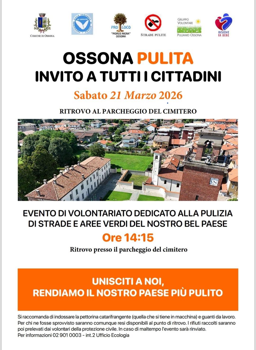 Gruppo volontari "Puliamo Ossona", Strade pulite, Ali Bianche, Comune di Ossona, Pro Loco "Morus Nigra" A.P.S. Ossona